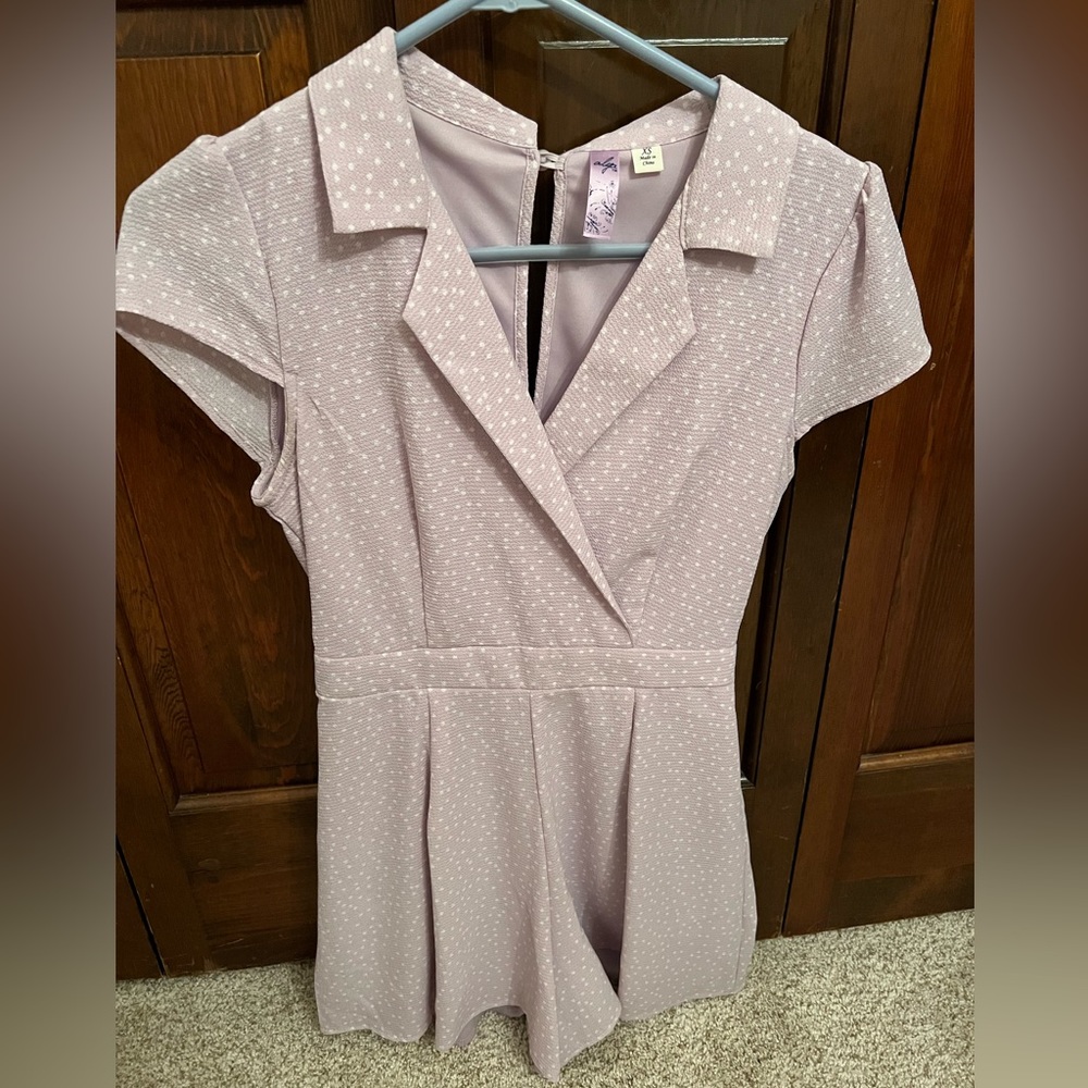 Alya purple polka dot romper- size XS